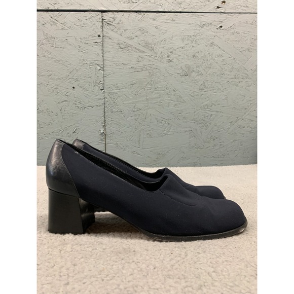 Aldo Chelini Women's 8.5M Black Block Heel Pumps Made‎ in Italy Leather Sole - Picture 1 of 12